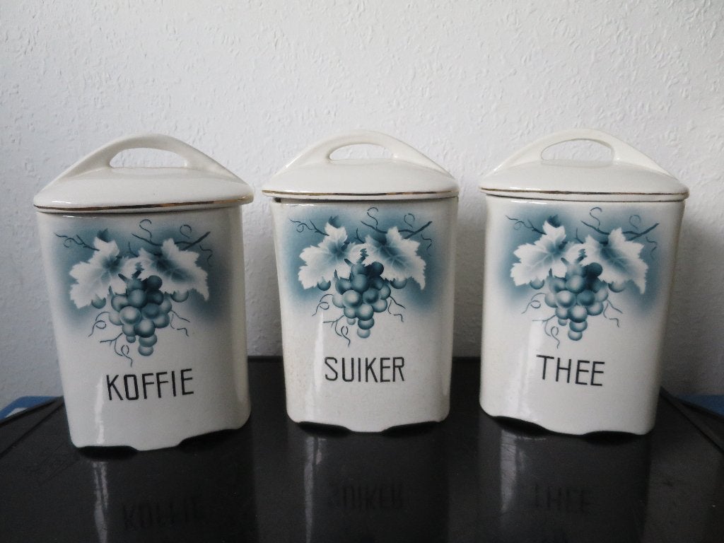 MOOIE ANTIEKE KOFFIE/THEE/ SUIKER BUSSEN UIT PORSELEIN, Ophalen of Verzenden
