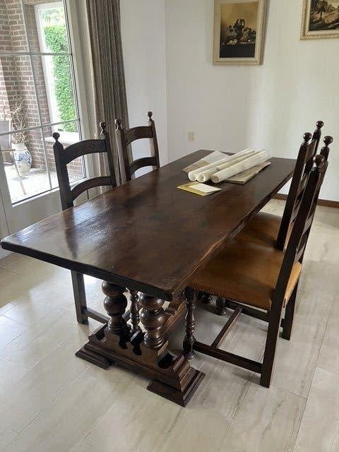 Vintage Woonkamer Eettafel Inclusief 4 Stoelen, Huis en Inrichting, Ophalen, Gebruikt, 50 tot 100 cm, 150 tot 200 cm