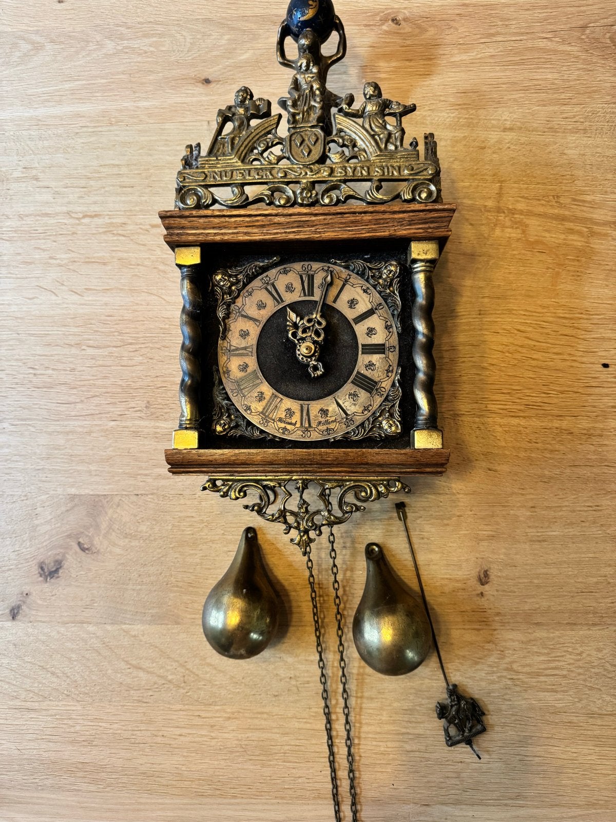 Antieke Regulateur Wandklok met Gewichten, Ophalen of Verzenden