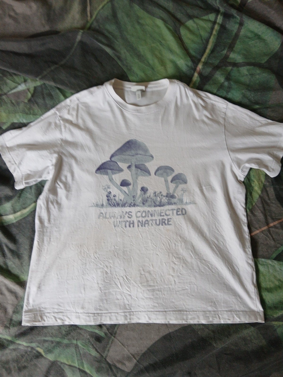 H&M Relaxed Fit T-shirt met paddenstoelenprint - XL, Kleding | Dames, H&M, Wit, Maat 46/48 (XL) of groter, Ophalen of Verzenden