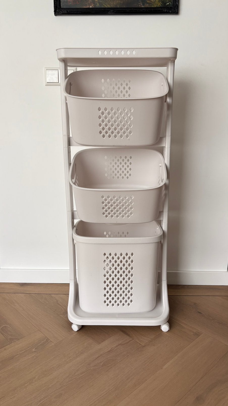 Sens Design Wassorteerder Wasmand met 3 vakken - op wieltjes, Huis en Inrichting, Ophalen, Zo goed als nieuw