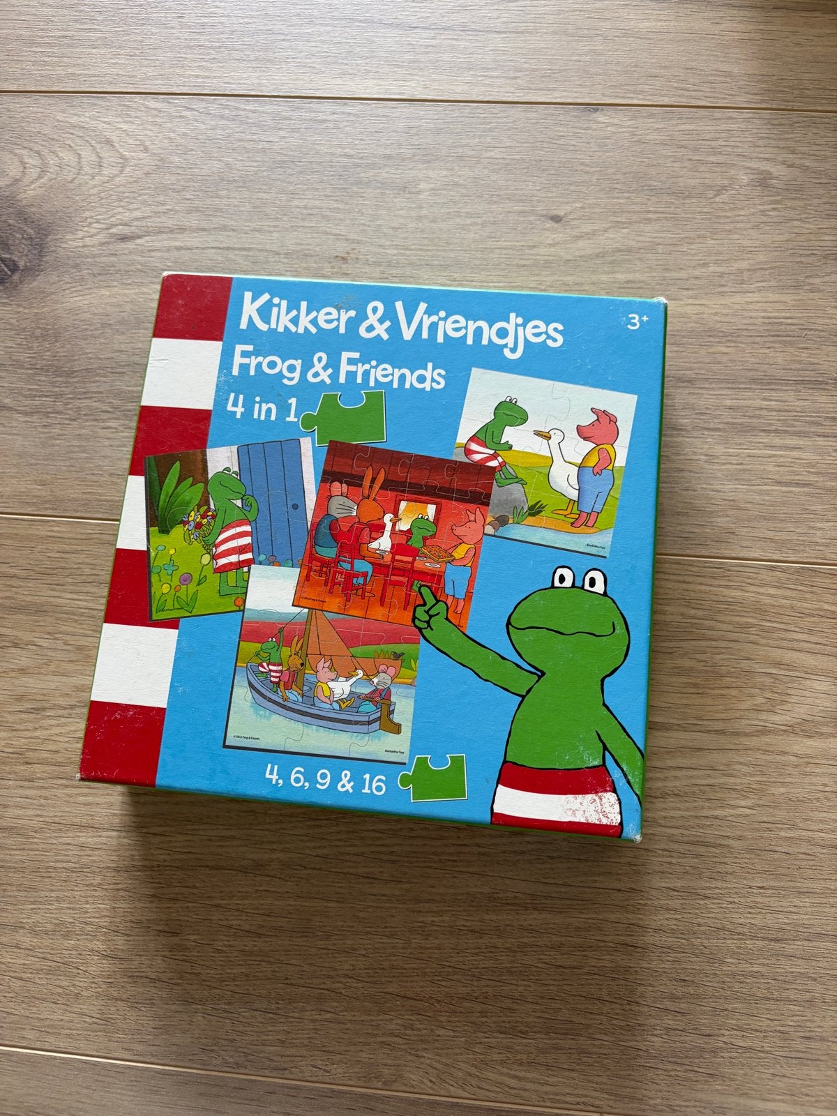 Kikker & Vriendjes 4-in-1 puzzelset, Ophalen of Verzenden, 10 tot 50 stukjes, Gebruikt, 2 tot 4 jaar
