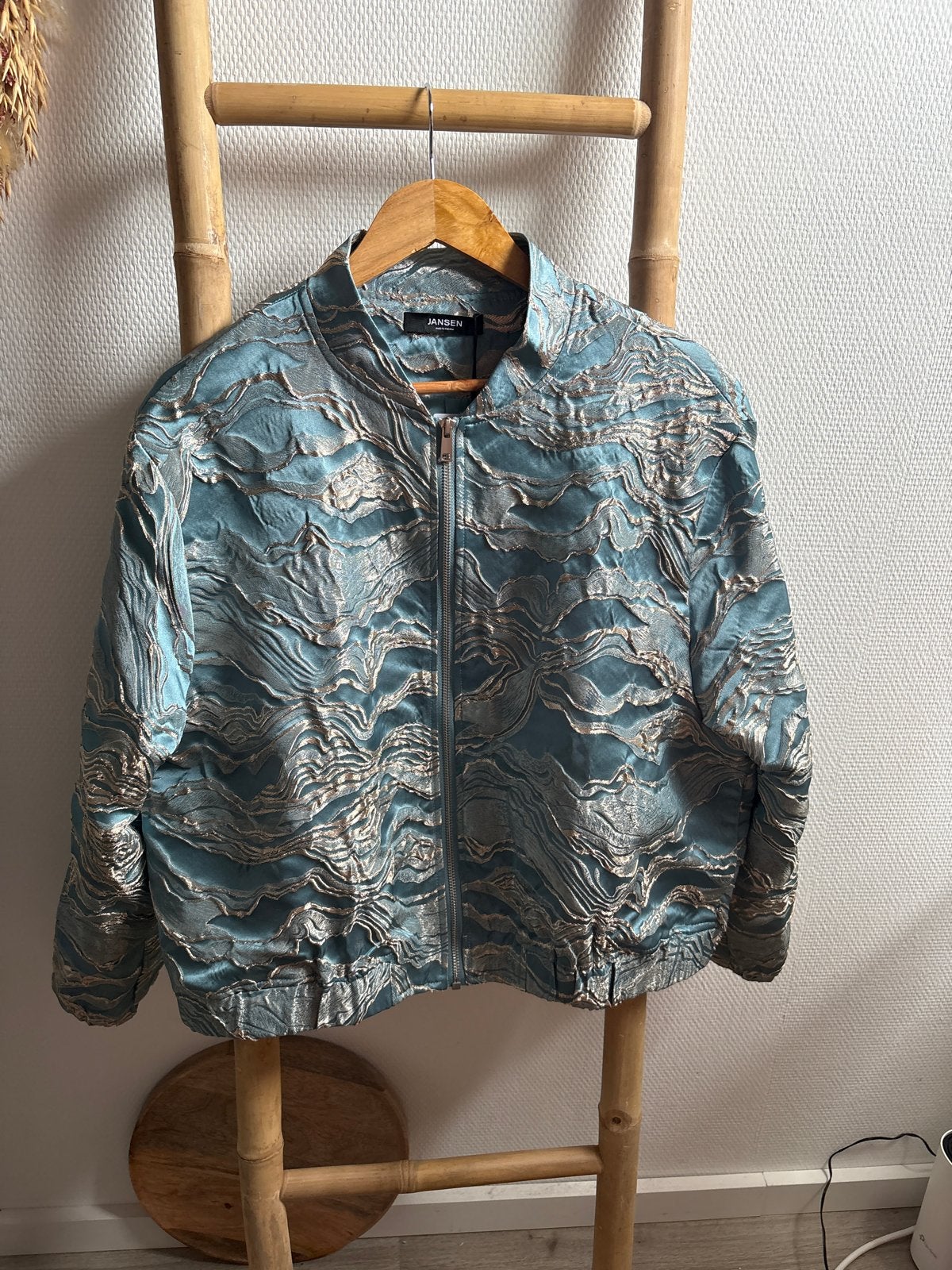 Jansen Bomberjack met textuur - Blauw/goud NIEUW 42, Ophalen of Verzenden, Nieuw, Maat 42/44 (L), Blauw