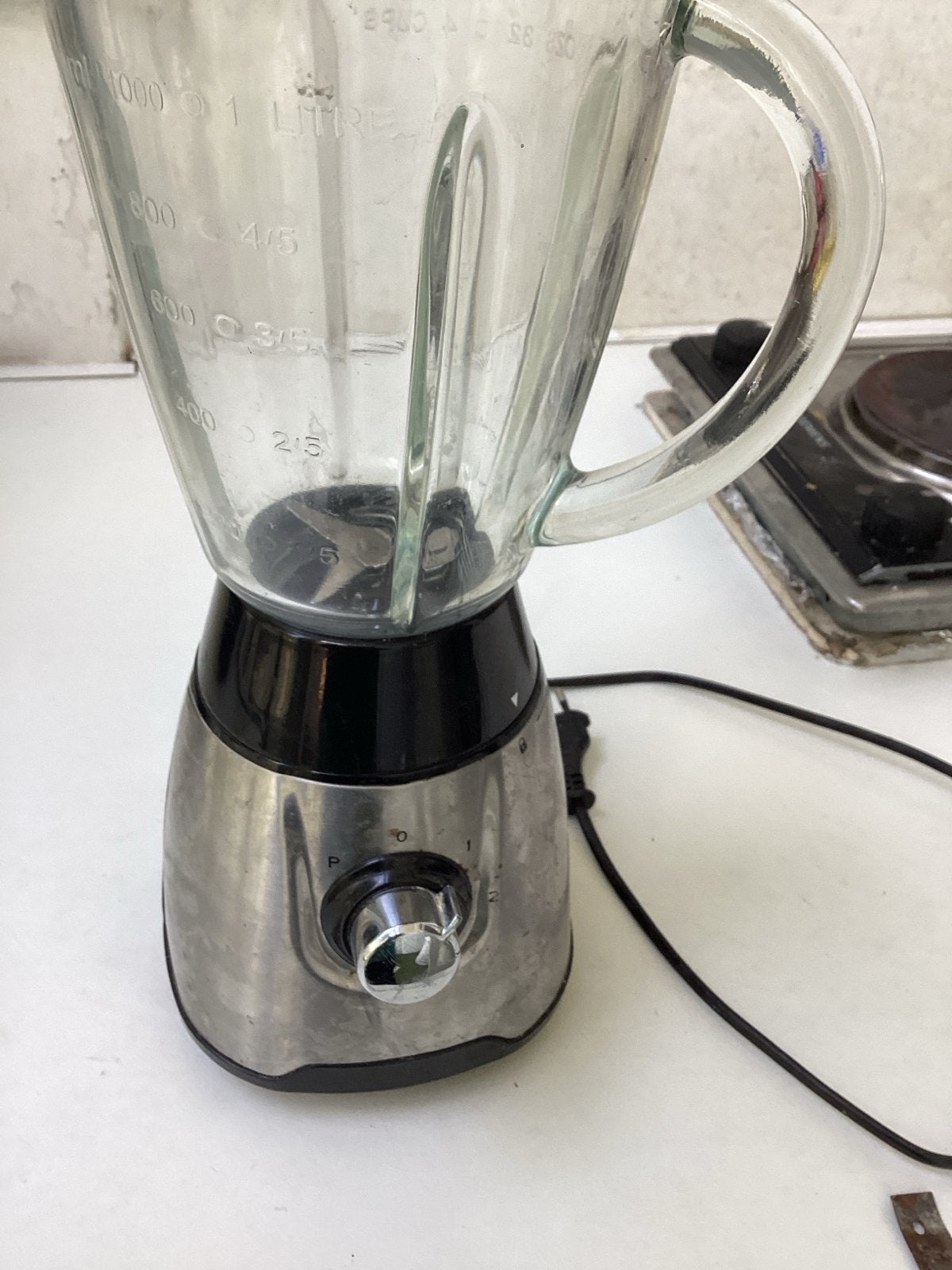 Hema Blender met Glazen Kan - 1 Liter zonder afsluit ring, Witgoed en Apparatuur, Blenders, Ophalen of Verzenden, Gebruikt, Blender