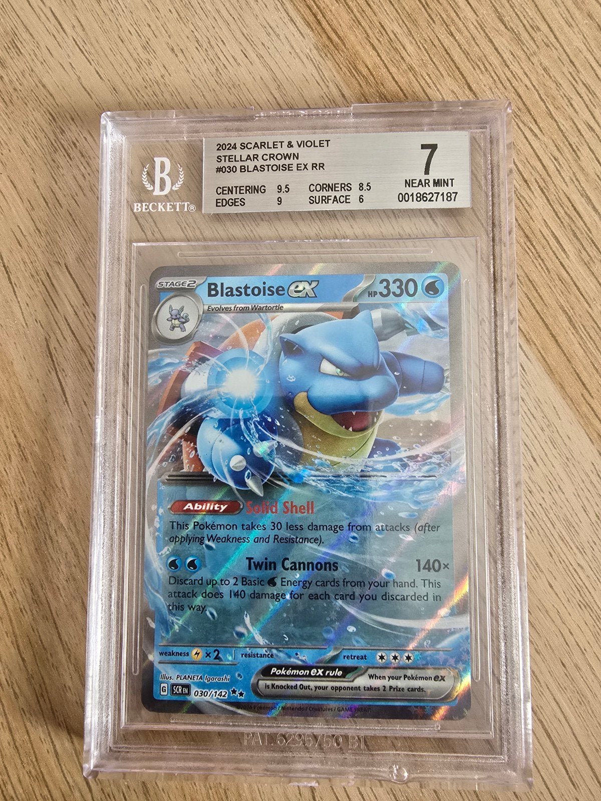 Blastoise EX RR #030/142 - Beckett Graded 7, Ophalen of Verzenden, Zo goed als nieuw, Losse kaart