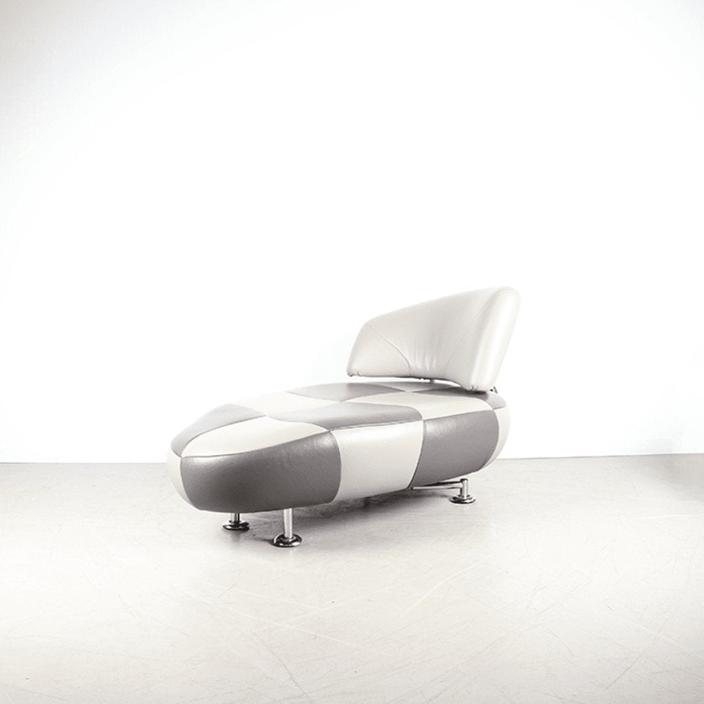 Leolux Kikko Chaise Longue Fauteuil Antraciet Leer, Niet ingevuld, Leolux, Niet ingevuld, Zo goed als nieuw