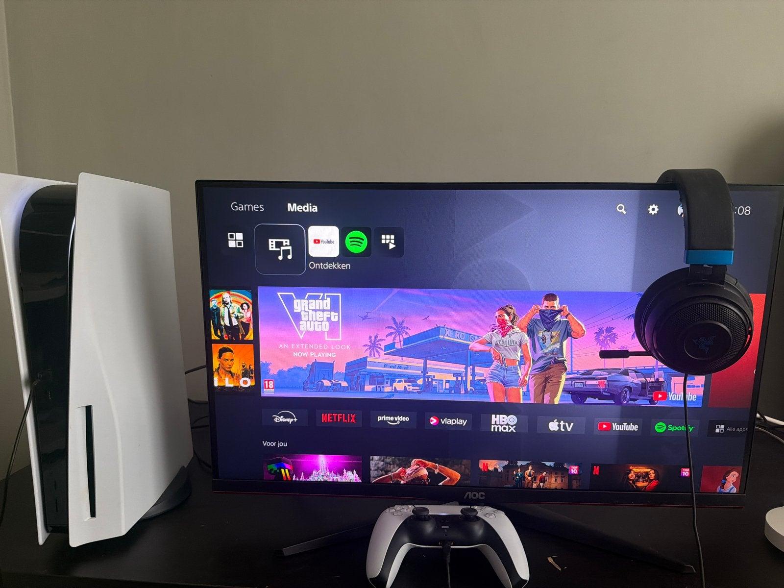 PS5 Bundel: Console, 244Hz Monitor, Controller, Razer Kraken, Ophalen of Verzenden, Nieuw