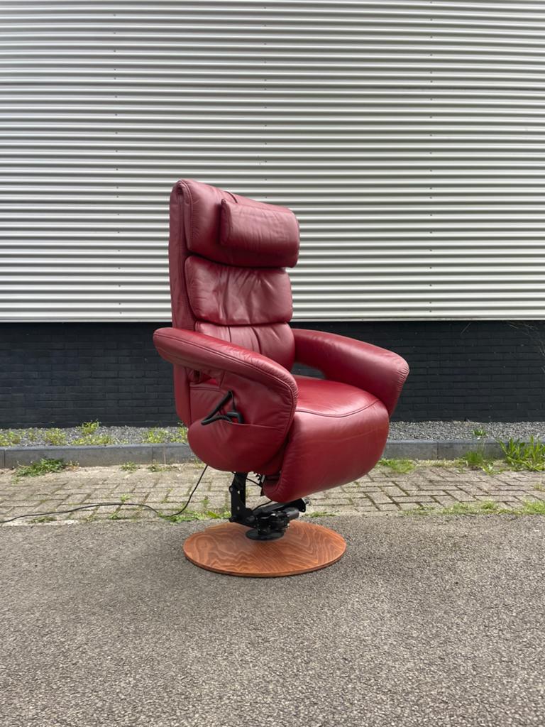 Rode leren himolla sta op stoel / relax fauteuil elektrisch, Minder dan 75 cm, Ophalen of Verzenden, Nvt, Nvt