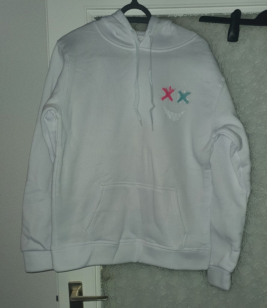 Witte Hoodie met Graffiti Smile maat: L, Ophalen of Verzenden, Nieuw, Bovenkleding