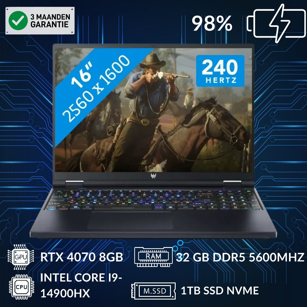 Acer Predator Neo 16 (RTX 4070&Intel Core i9-14900HX & 32GB), 32 GB, Ophalen of Verzenden, Zo goed als nieuw, Gaming