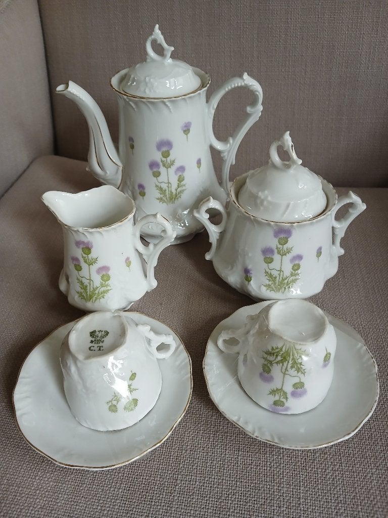 Antiek Porseleinen koffieservies-Jugendstil, Ophalen of Verzenden