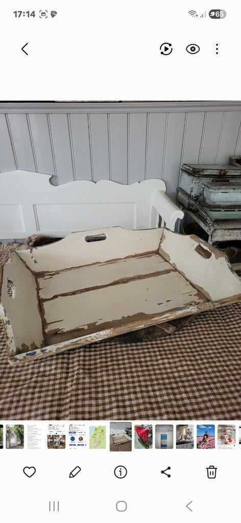 Antieke Franse mangelbak / brocante dienblad, Ophalen of Verzenden