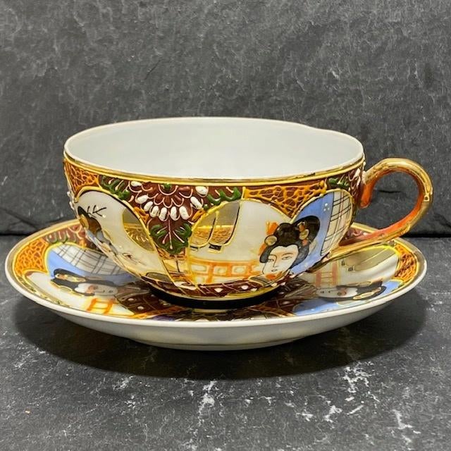 Vintage japanse porseleinen theekop en schotel - geisha set, Ophalen of Verzenden