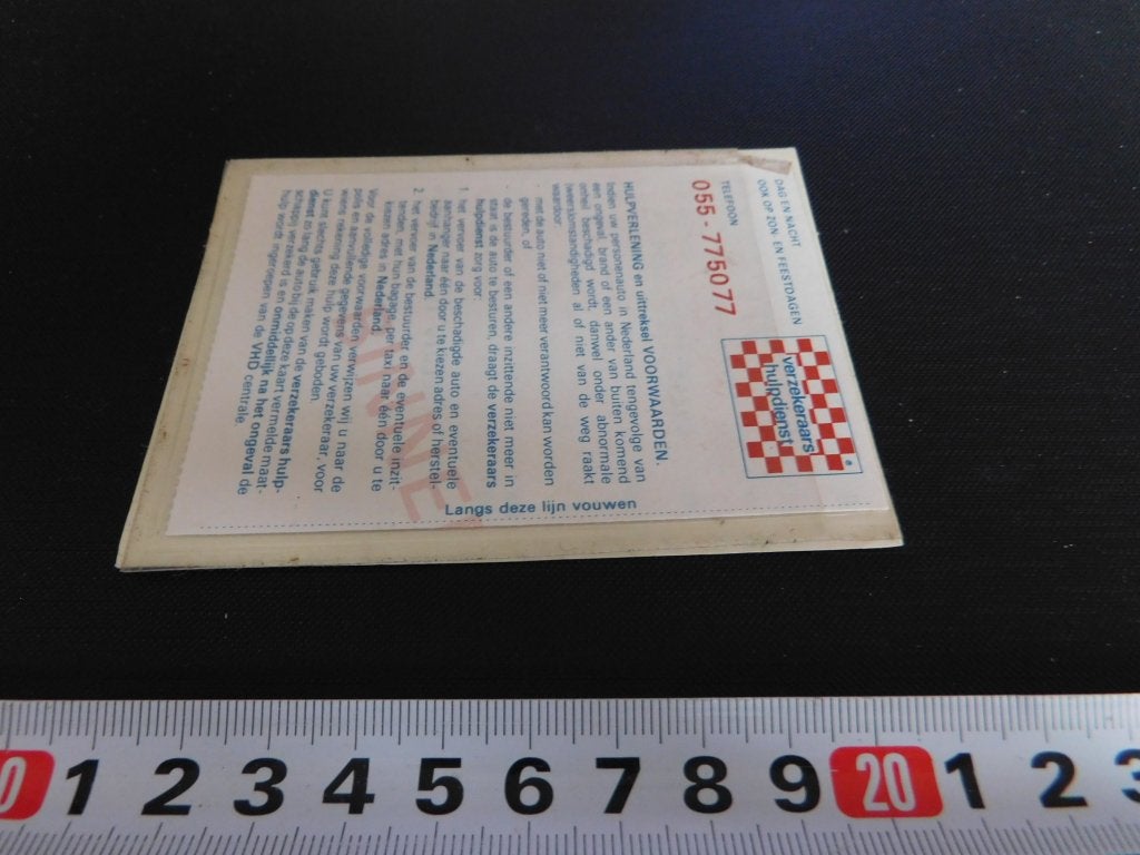 sticker Hoesje deel 3 kentekenbewijs Verzekeraars hulpdienst, Ophalen, Zo goed als nieuw