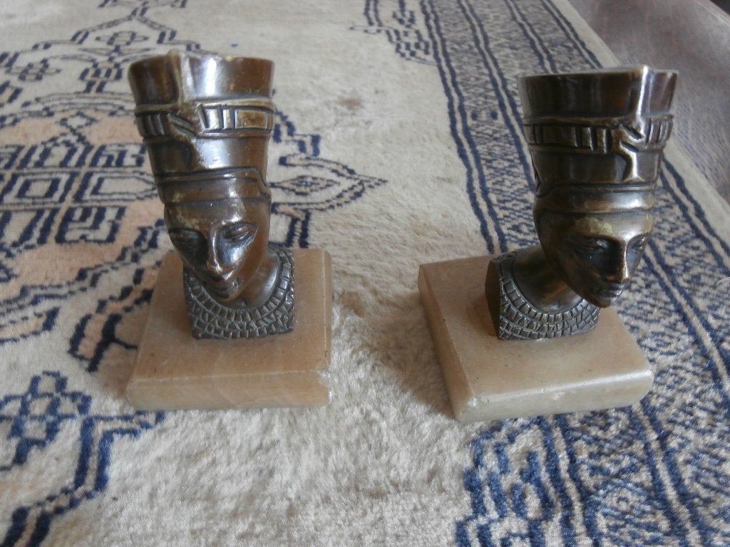beeld Egypte Egyptisch beeldje Farao Piramide 2 stuks kunst, Minder dan 20 cm, Buste, Ophalen of Verzenden, Brons