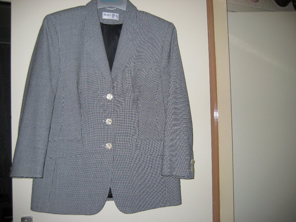 Jas, zwart/wit pepita, 44, MarCona, stretch, Kleding | Dames, Overige kleuren, Maat 42/44 (L), Ophalen of Verzenden, Zo goed als nieuw