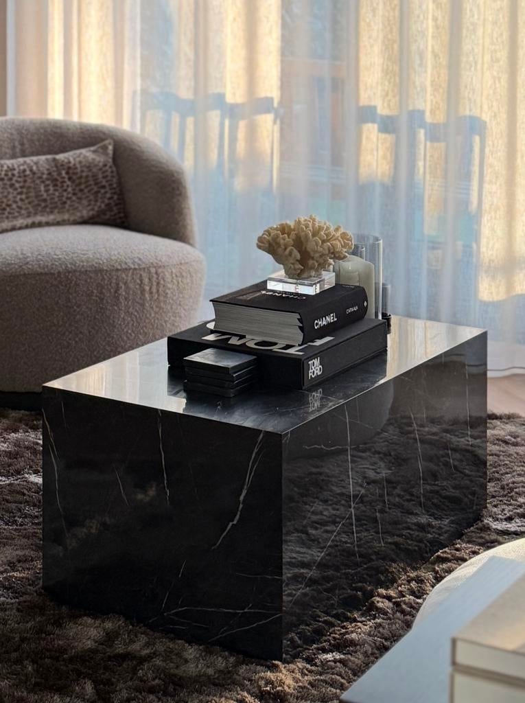 Westwing Salontafel Marmerlook Zwart - 90x50x40 cm, Ophalen, Overige materialen, 50 tot 100 cm, Zo goed als nieuw