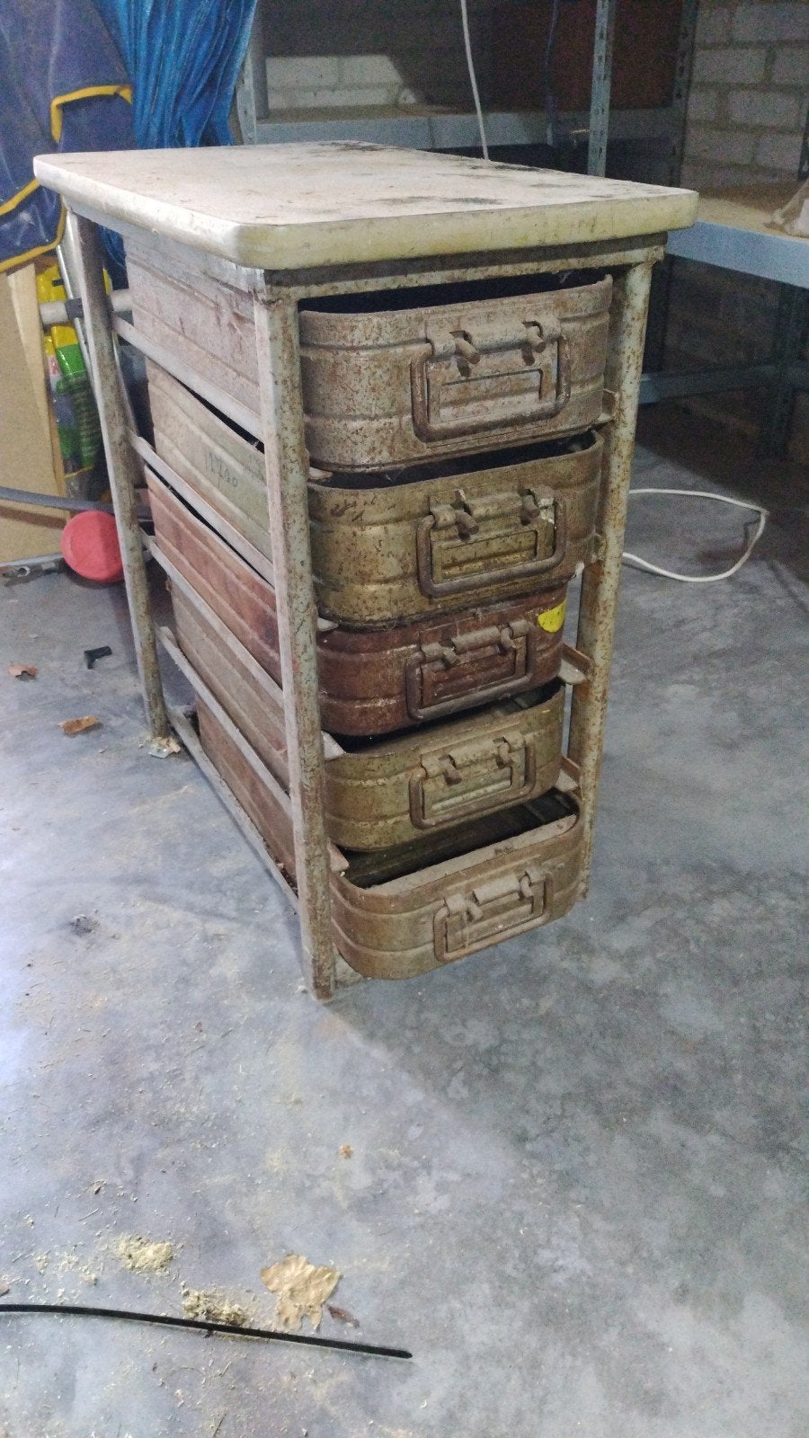 Vintage ladekast met 5 metalen lades, Antiek en Kunst, Antiek | Meubels | Kasten, Ophalen