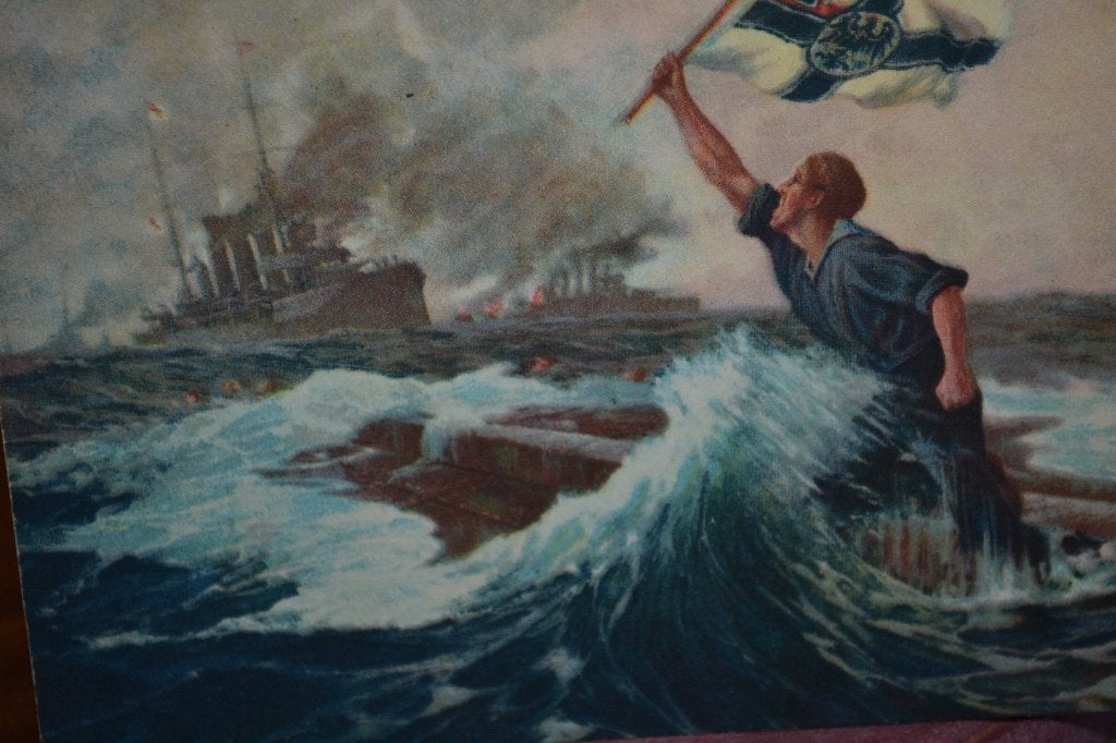 duitsland ww1 1916 veldpost duitse marinier zinkend schip, Ophalen of Verzenden, Voor 1920, Gelopen, Sterren en Beroemdheden