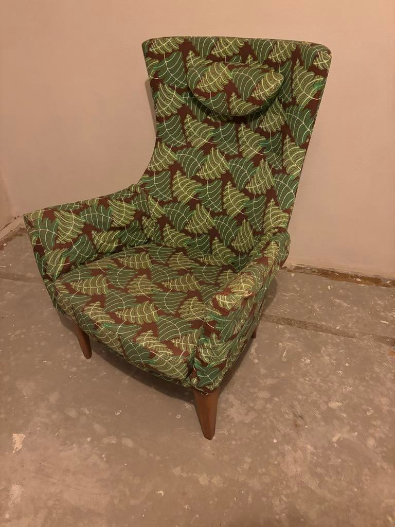 Ikea Stockholm - Vintage fauteuil met bladprint, Ophalen, 75 tot 100 cm, Zo goed als nieuw, Stof