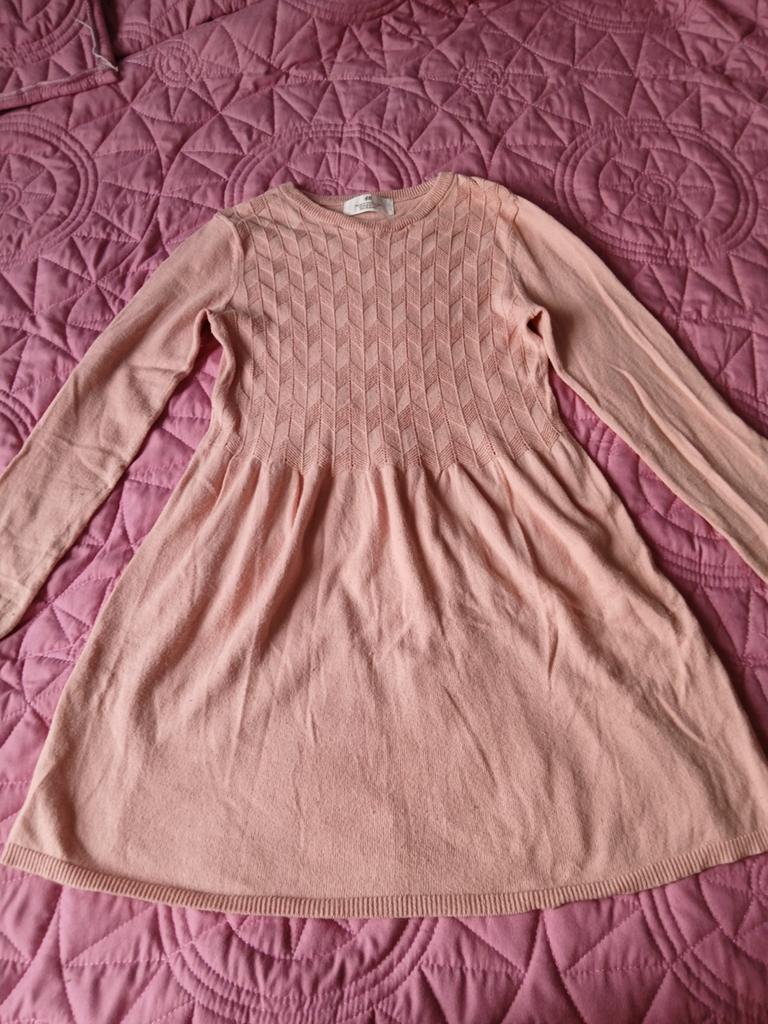 H&M Roze Gebreide Jurk Maat 134/140, Ophalen of Verzenden, Zo goed als nieuw, H&M, Meisje