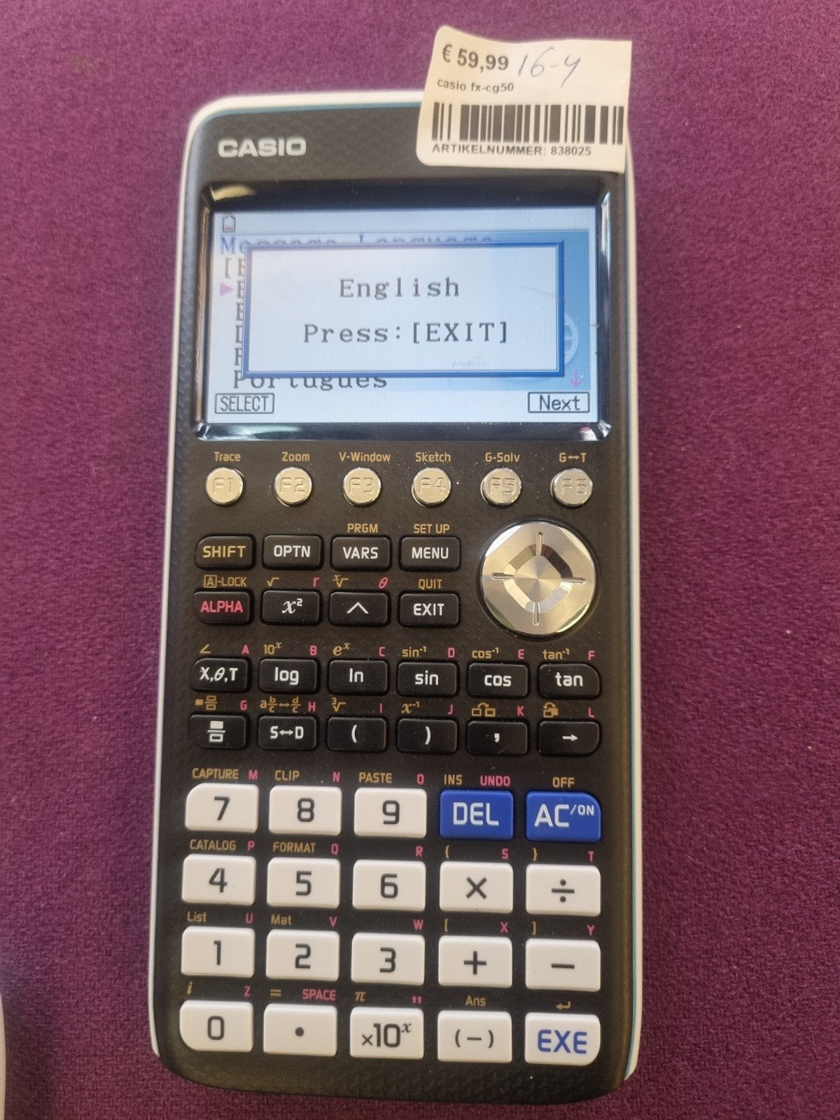 Casio fx-cg50, Ophalen, Nvt, Nvt, Nvt
