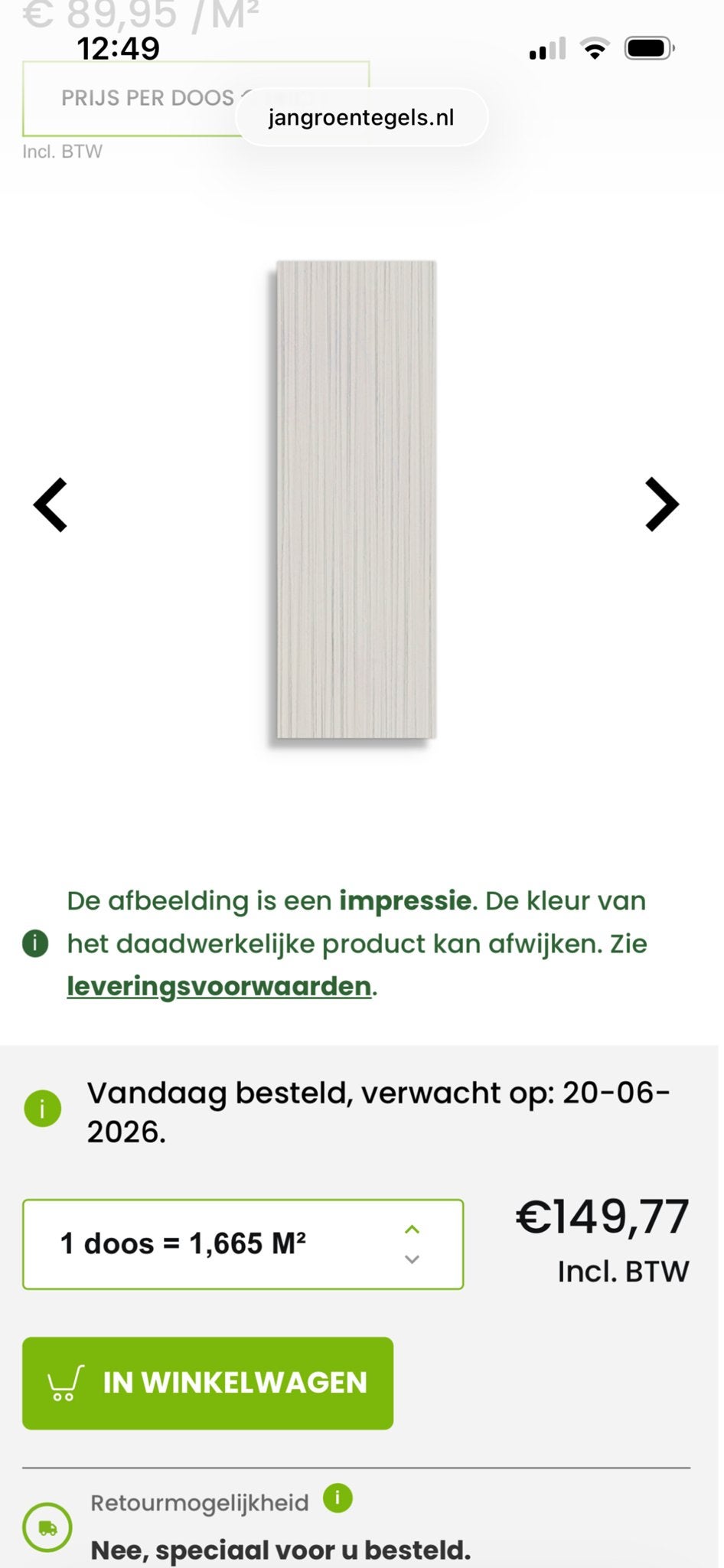 Wandtegels Porcelanosa Limit Vela Smoked 33,3X100(A), Doe-het-zelf en Verbouw, Tegels, Ophalen, Overige materialen, Overige typen