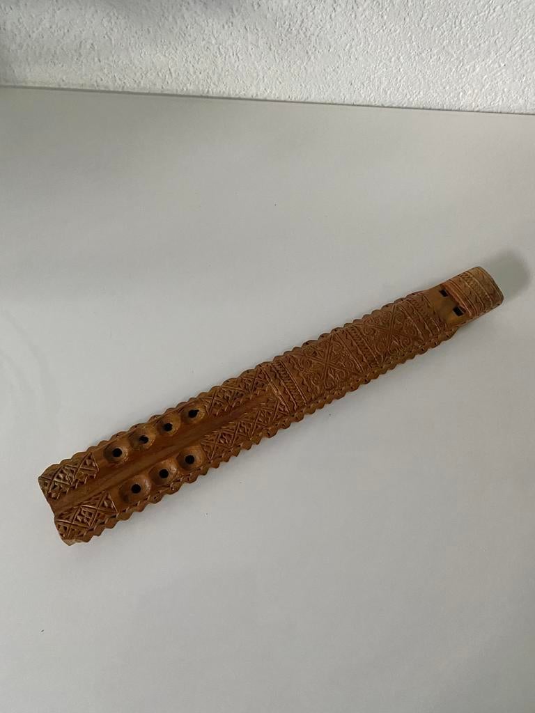 Dubbele houten fluit, dvojnice, Balkan, bewerkt hout, Ophalen