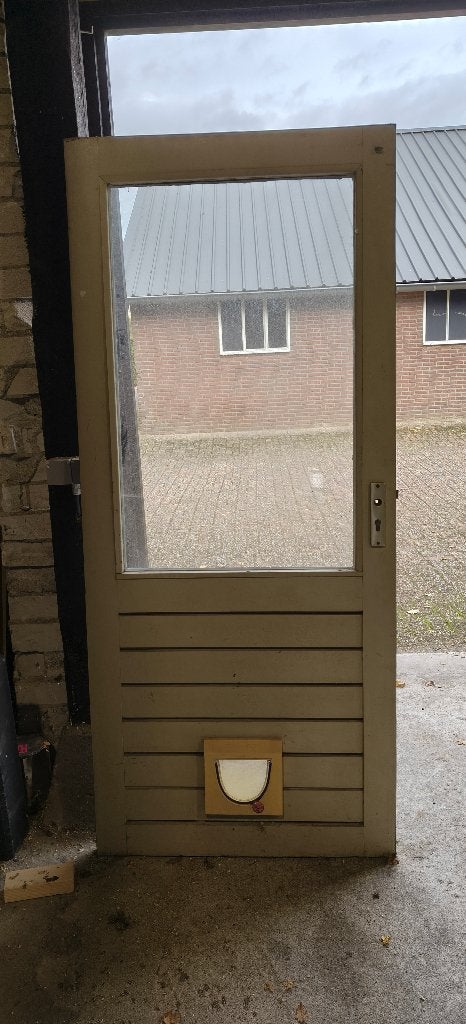 buitendeur hardhout te koop rechtsdraaiend, Doe-het-zelf en Verbouw, Deuren en Horren, Ophalen, Gebruikt, 80 tot 100 cm, Buitendeur