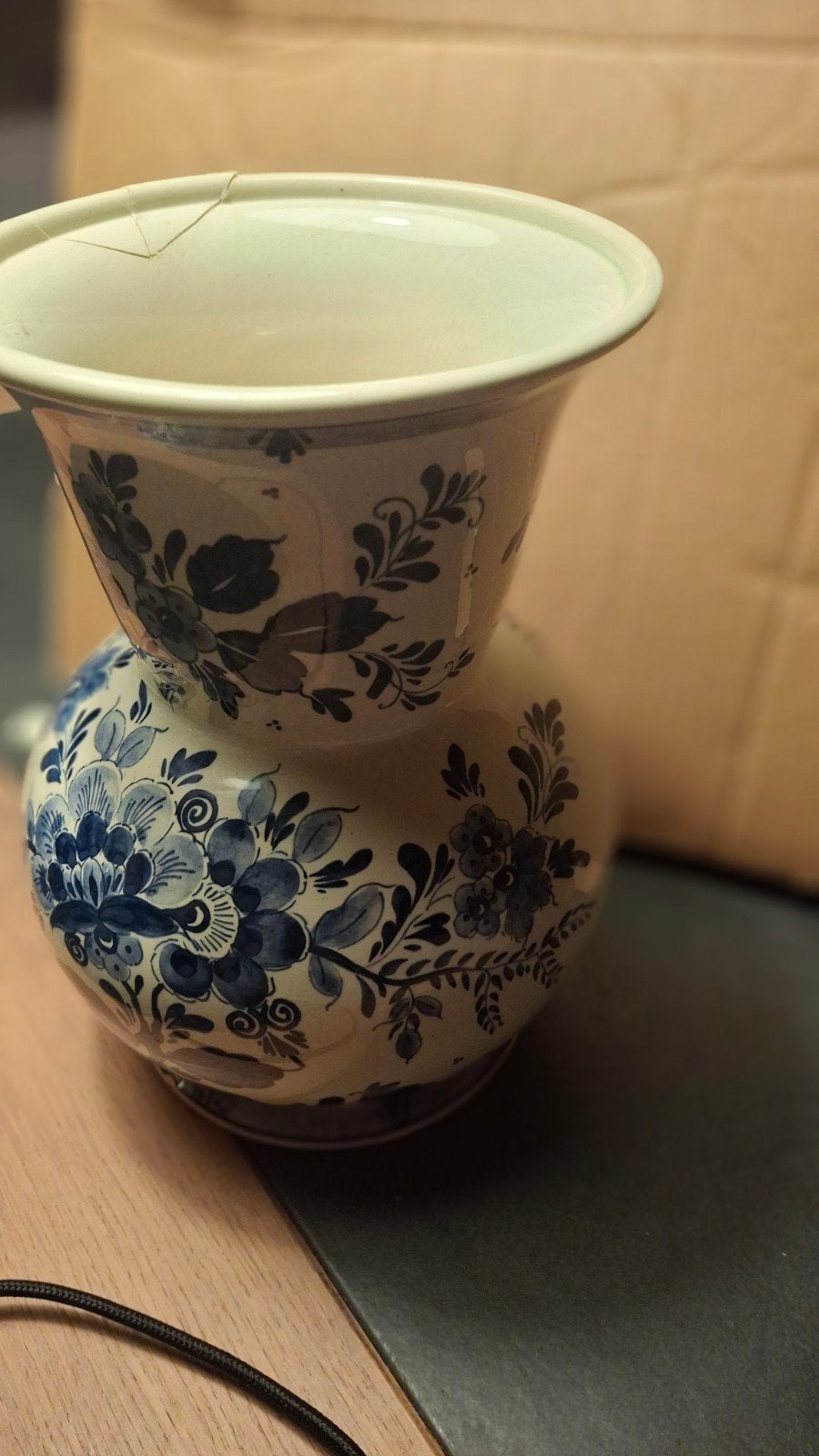 Antieke Delfts Holland vaas - Handbeschilderd, Ophalen of Verzenden