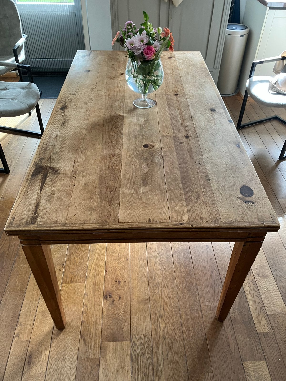 Robuuste houten eettafel, Huis en Inrichting, Ophalen, Gebruikt, 50 tot 100 cm, Landelijk