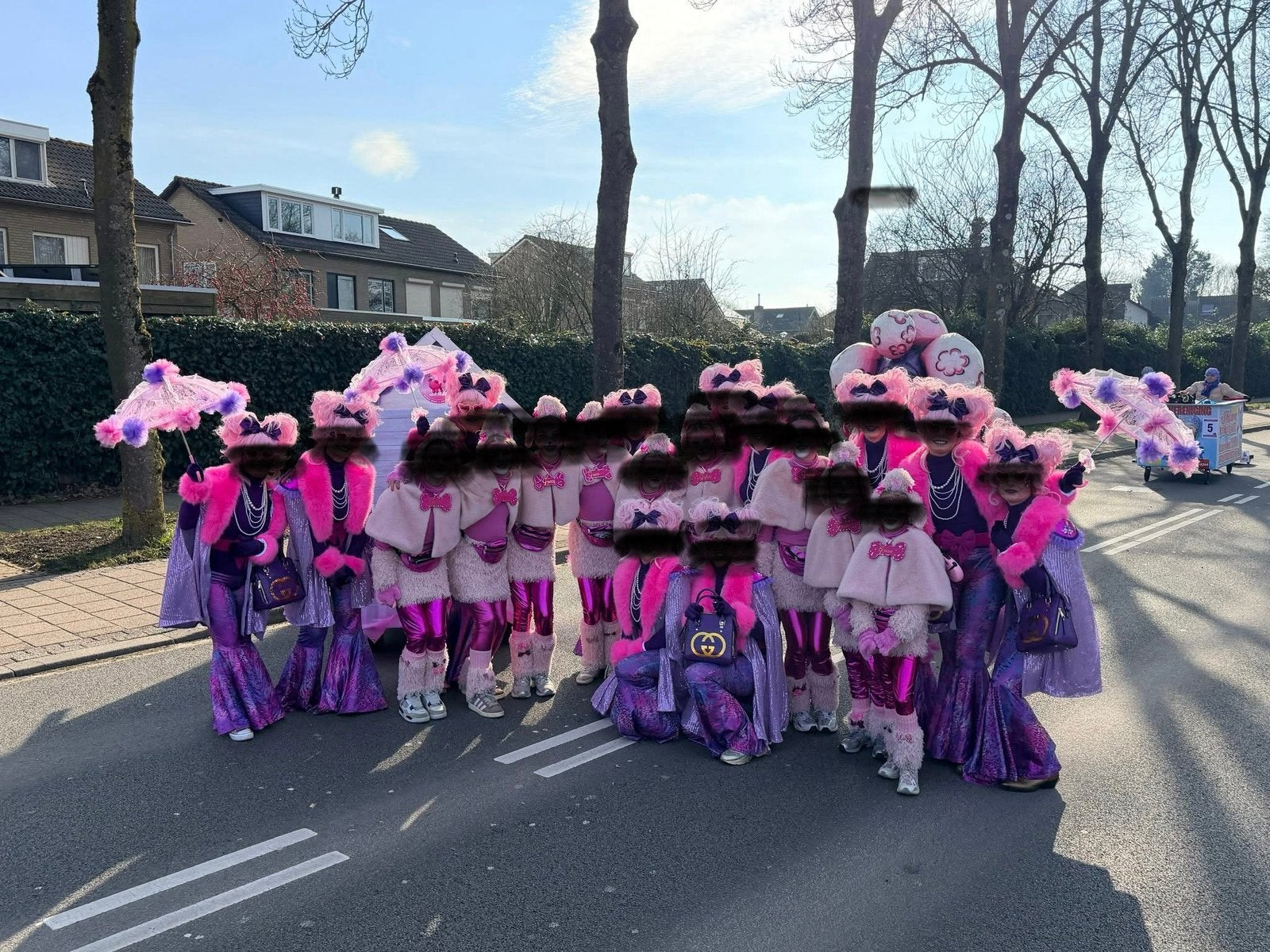 1e prijs mee gewonnen! Een roze/paarse “Gucci” poedel duwkar, Ophalen, Zo goed als nieuw, Carnaval, Kleding
