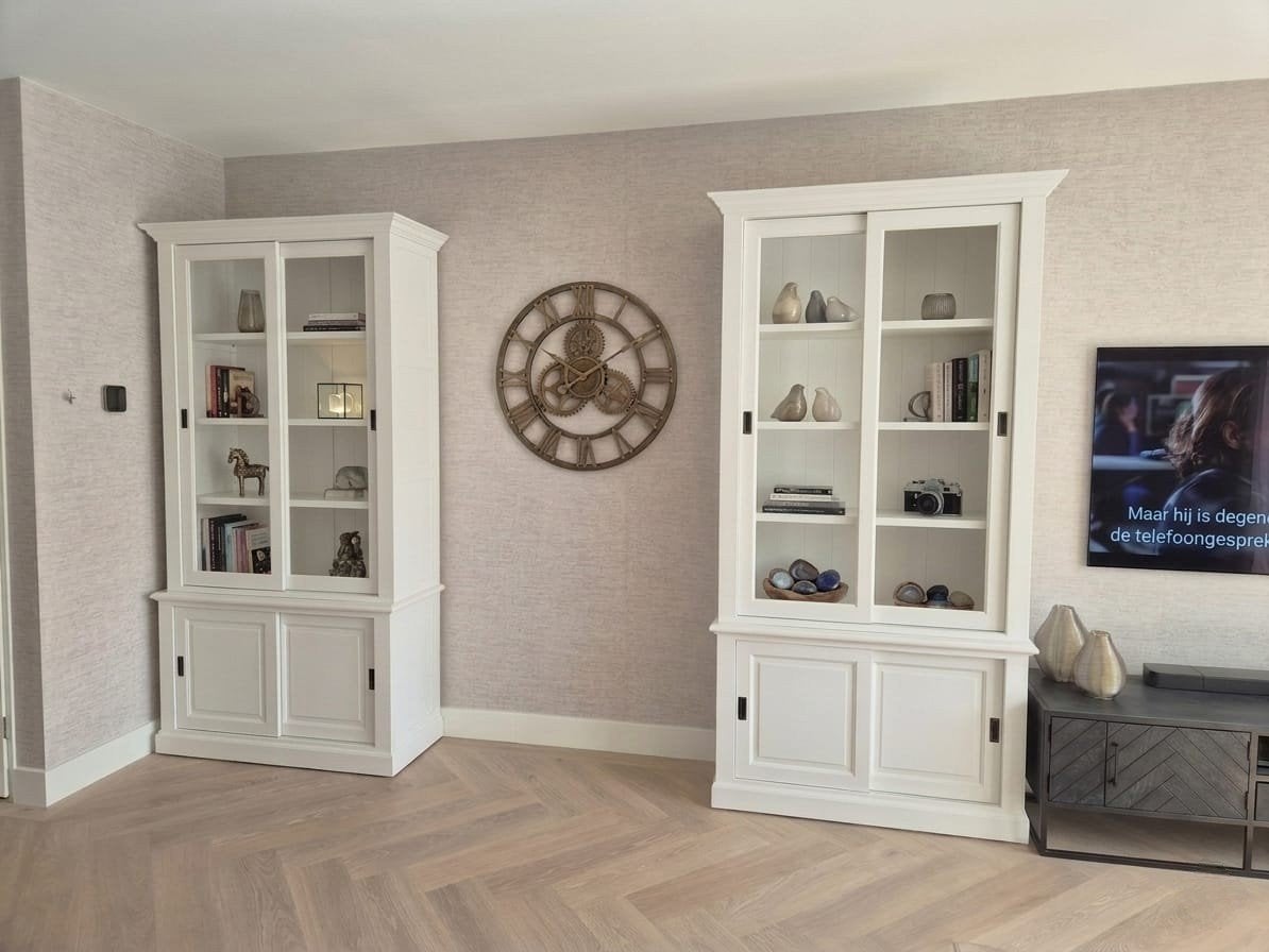 ZGAN: 2x Rofra Home landelijke buffetkasten, vitrinekasten, Ophalen, 200 cm of meer, 50 tot 75 cm, Glas
