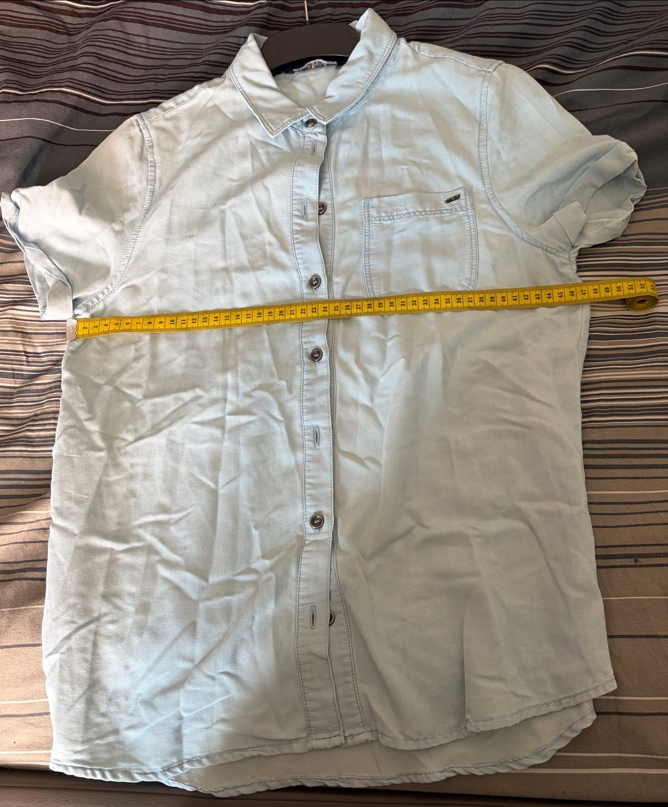 ONLY spijkerblouse met korte mouwen - Maat 36 (S), Kleding | Dames, T-shirts, Blauw, Ophalen of Verzenden, Zo goed als nieuw, Korte mouw
