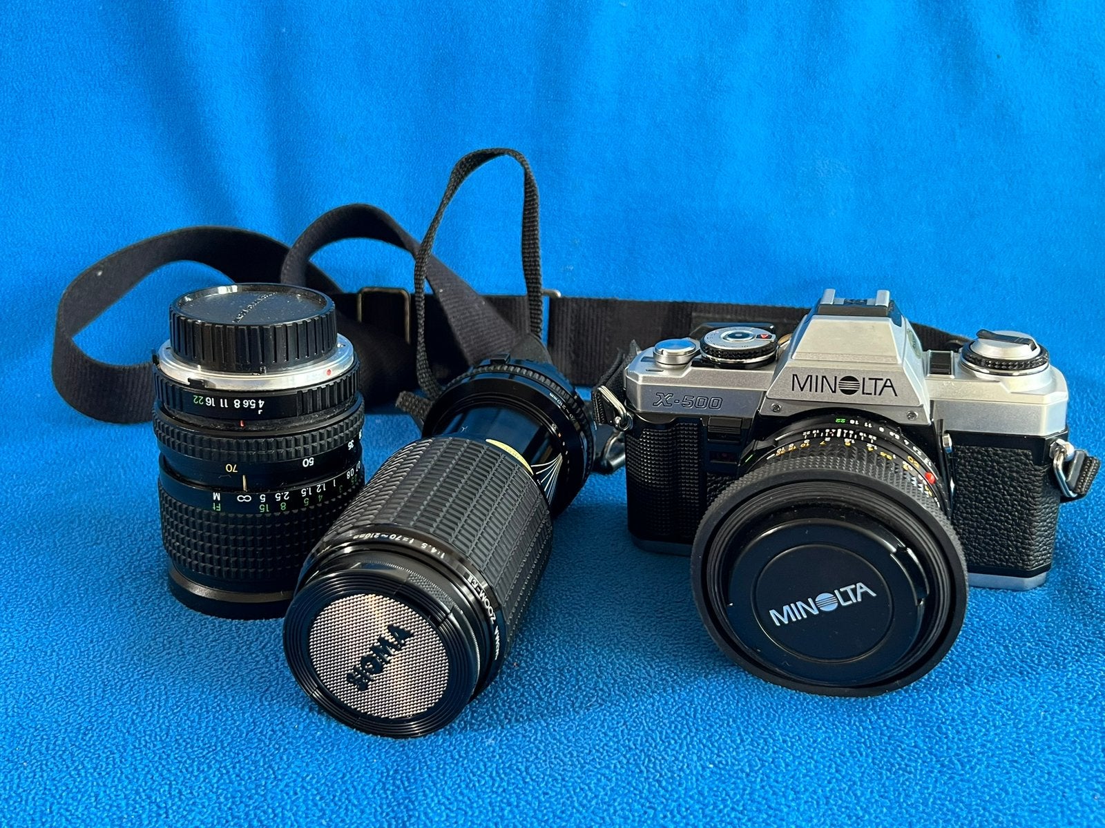 Minolta X500 spiegelreflex analoge camera. Met lenzen, Ophalen of Verzenden, Gebruikt, Spiegelreflex, Minolta