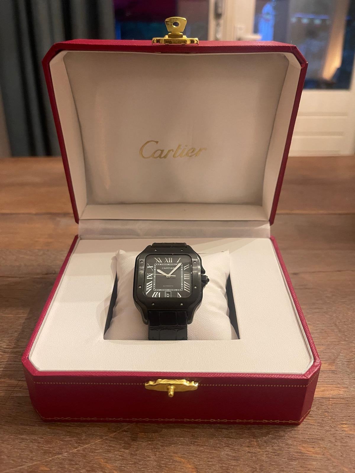 Cartier Santos Full Black, Ophalen of Verzenden, Nieuw, Staal, Overige merken