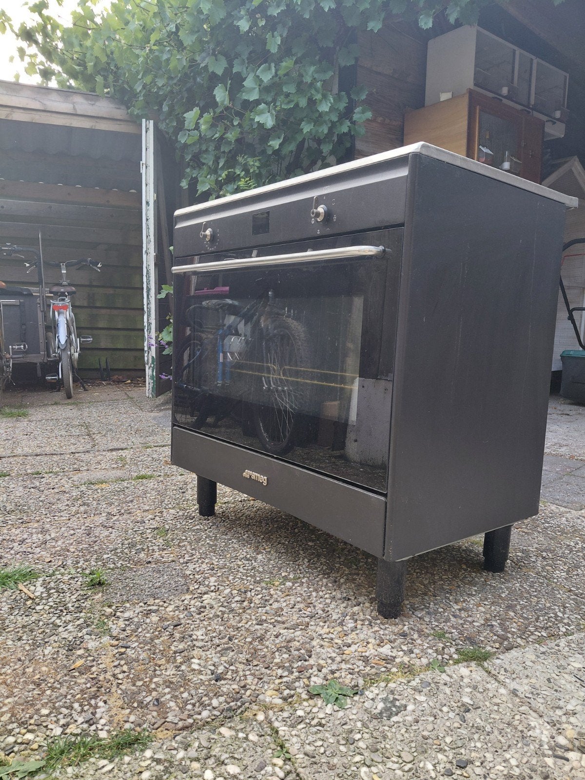 Smeg Fornuis met grote oven - glasplaat gebroken, Ophalen, Gebruikt, Hete lucht, 60 cm of meer