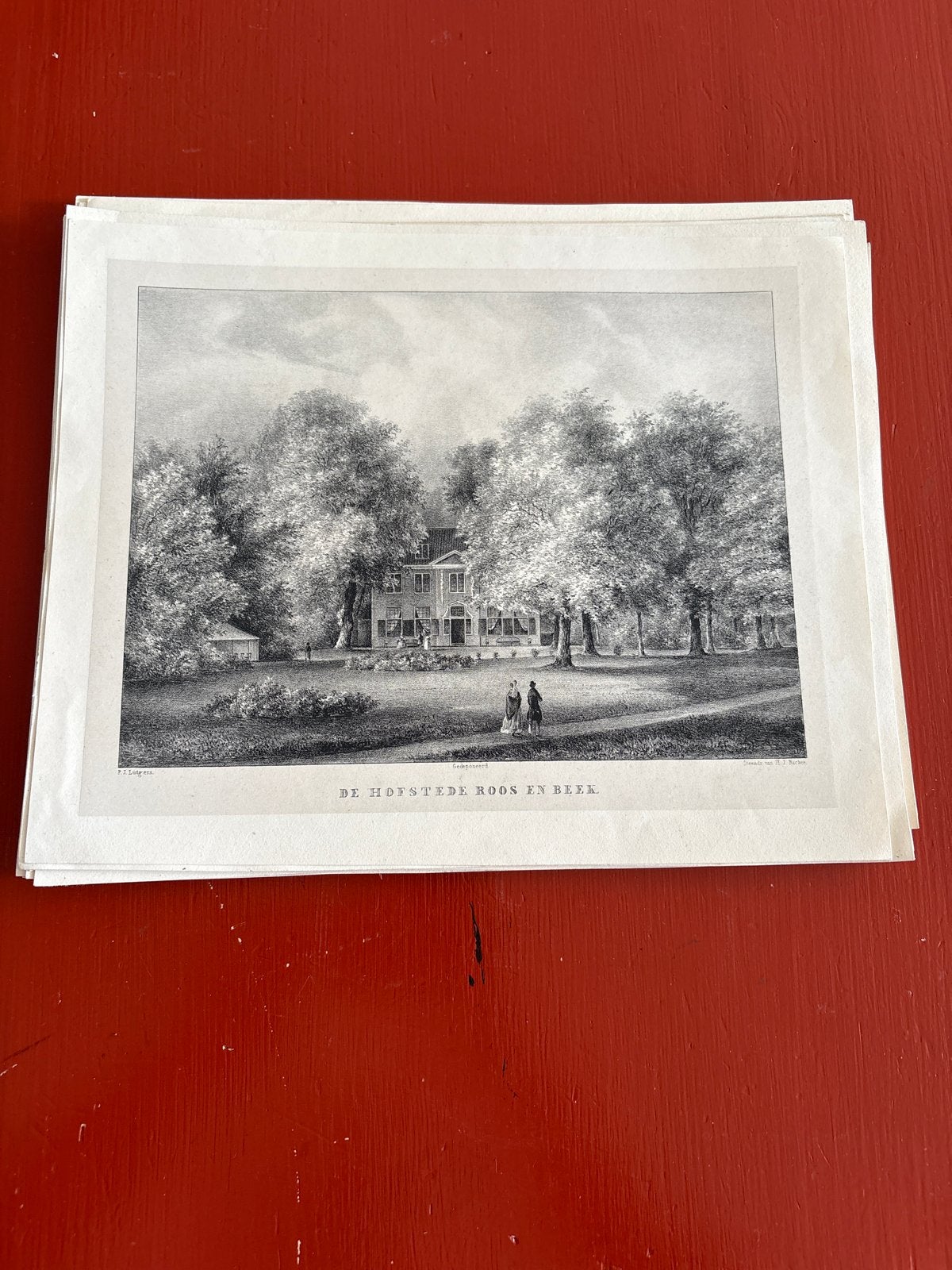 26 antieke prenten van Lutgers van Nederlandse landhuizen, Antiek en Kunst, 1800 - 1899, Met tekst, Ophalen of Verzenden, Landschap
