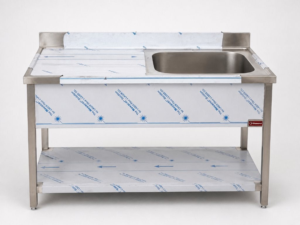 Diamond professionele RVS spoeltafel 140 cm – 1 kuip, RVS Meubilair, Vilvoordsesteenweg 92, 1120 Brussel, België, Ophalen of Verzenden