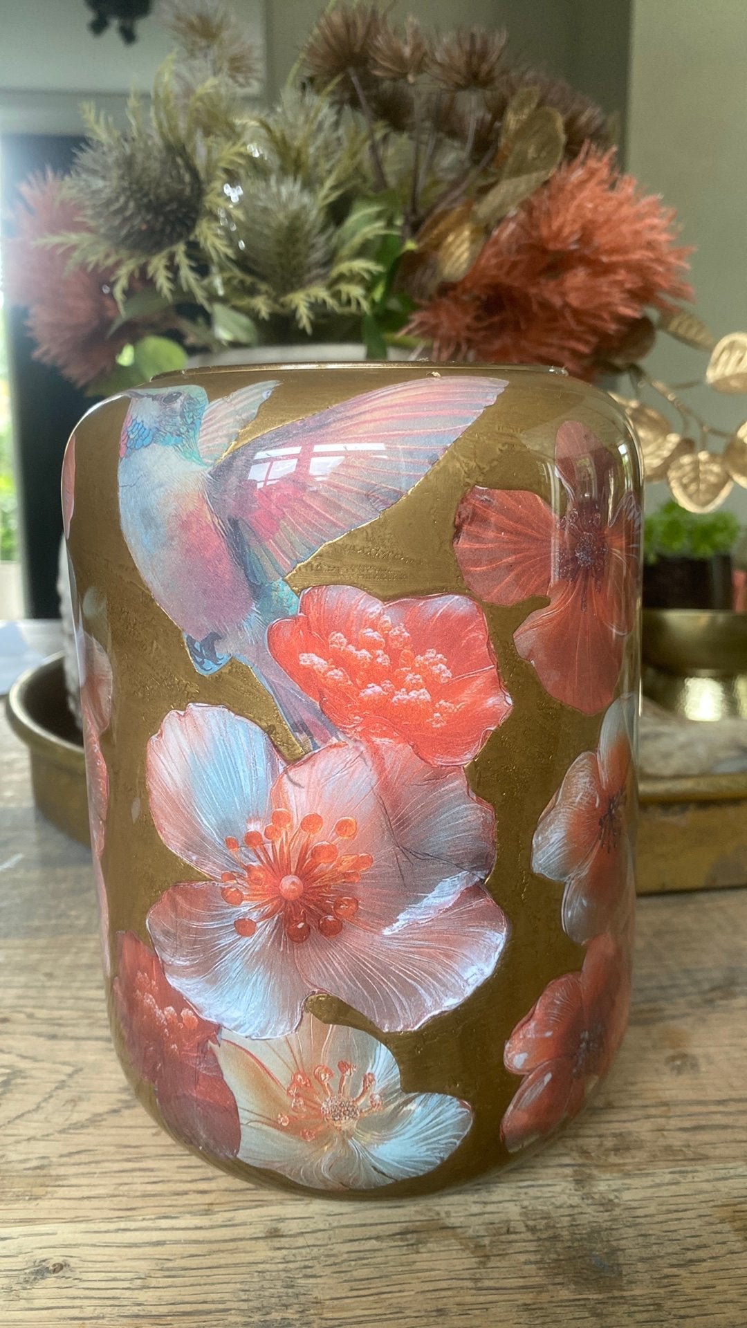 unieke vaas met bloemen, Ophalen