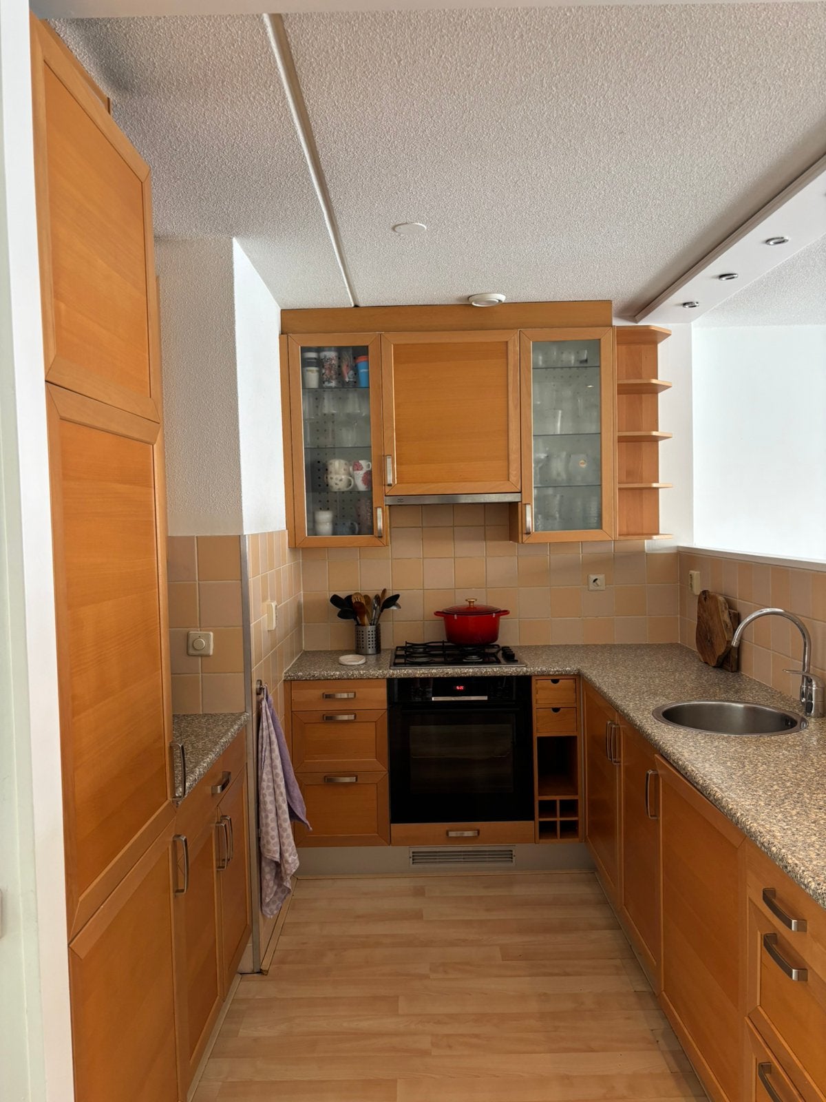 Keuken incl koelkast, oven en gasfornuis, zelf demonteren, Ophalen, Gebruikt, Bruin, Hoekkeuken