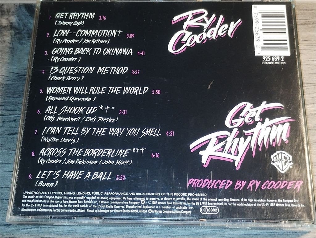 Ry Cooder - Get Rhythm, Ophalen of Verzenden, 1980 tot heden, Zo goed als nieuw, Jazz