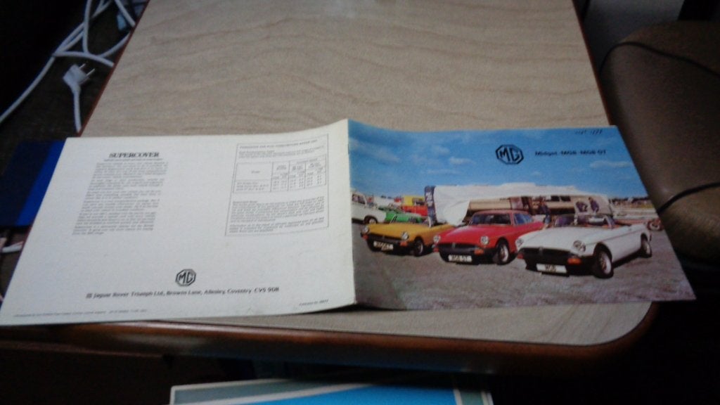 Folder  MG  MIDGET - MGB - MGB GT  ,  11-1978, Verzenden, Zo goed als nieuw, Overige merken