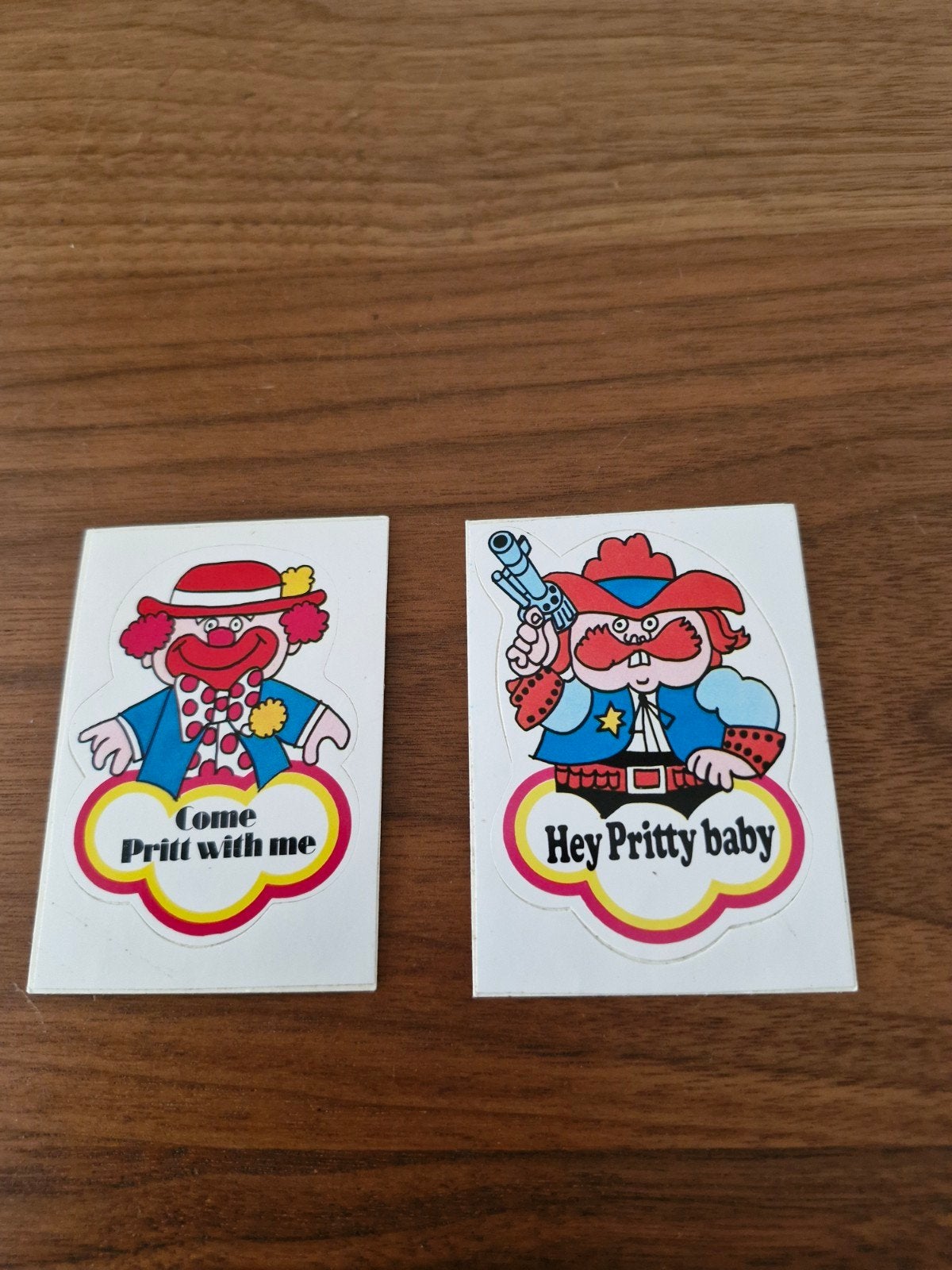 561 Vintage Pritt Lijmstift Stickers - Clown & Cowboy, Ophalen of Verzenden, Zo goed als nieuw, Overige typen