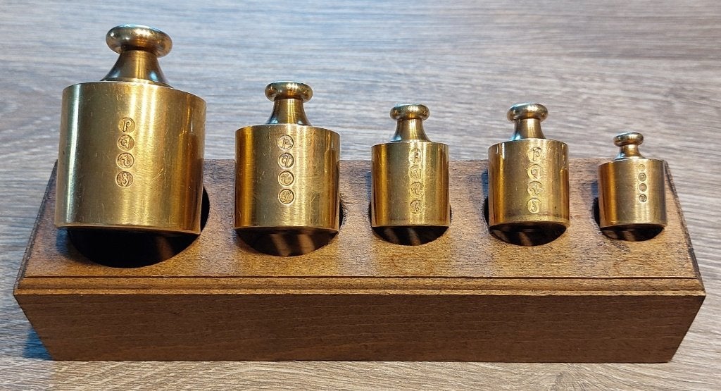 Blok met 5 Knopgewichten, Antiek en Kunst, Ophalen of Verzenden