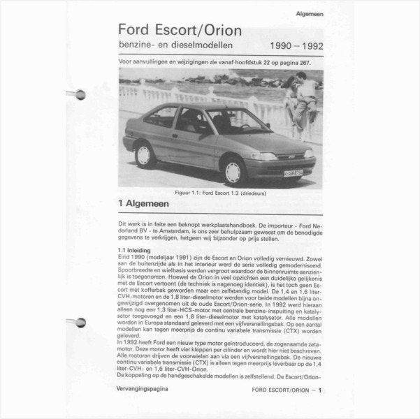 Ford Escort Orion Vraagbaak losbladig 1990-1992 #1 Nederland, Ophalen of Verzenden, Gelezen, Ford