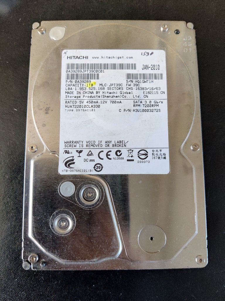 Hitachi - 1 TB SATA [HDD-1598] HUA722010CLA330 6-6, Computers en Software, Harde schijven, Intern, Ophalen of Verzenden, Zo goed als nieuw
