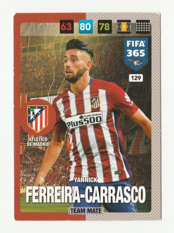 Panini FIFA 365 kaart Atletico Madrid - Ferreira-Carrasco, Verzenden, Zo goed als nieuw, Buitenlandse clubs, Poster, Plaatje of Sticker