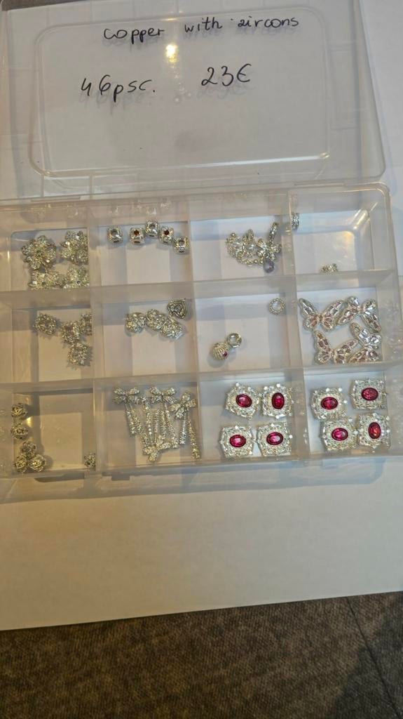 46 stuks koperen hangers en kralen met zirconia, Sieraden, Tassen en Uiterlijk, Ophalen of Verzenden