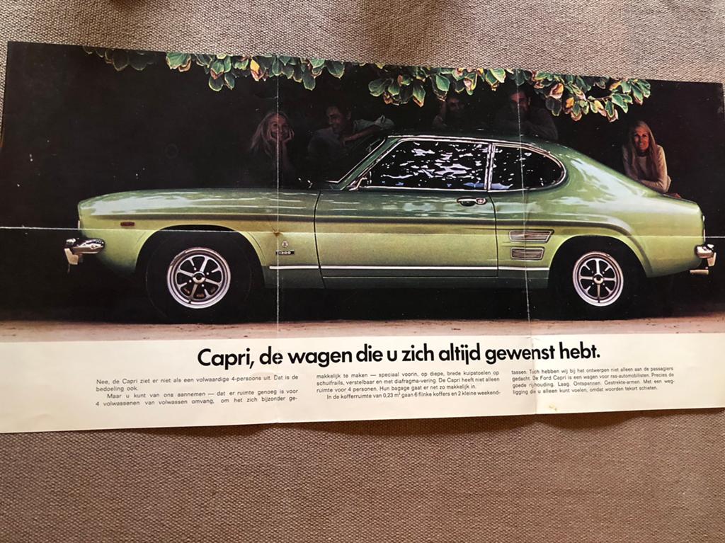 Folder Ford Capri, Ophalen of Verzenden, Gelezen, Ford